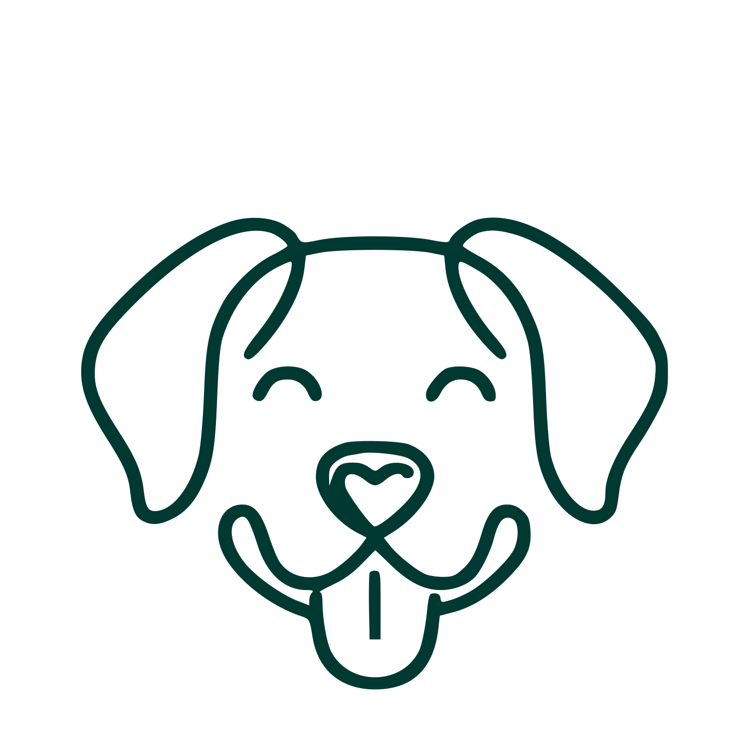 Monoline Dog Face Logo #003932