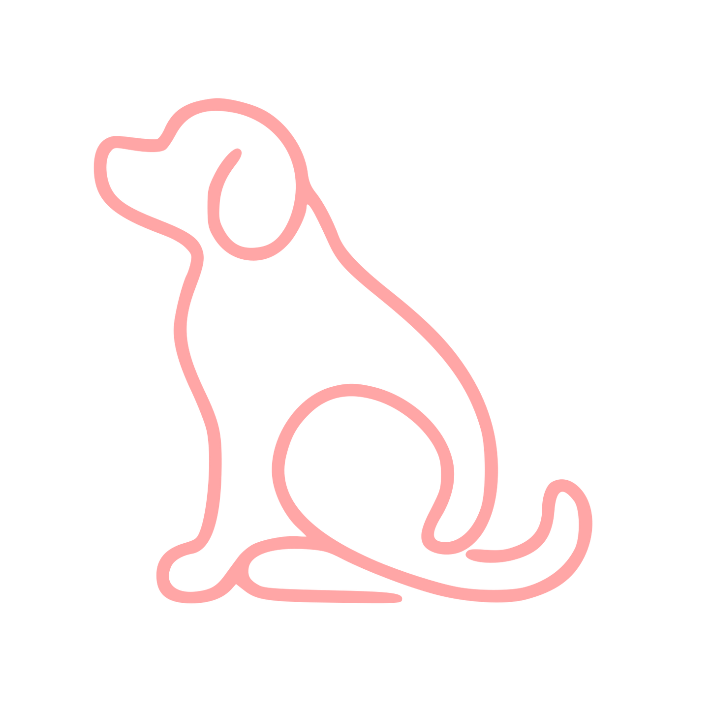Monoline Sitting Dog Logo #ffa6a6