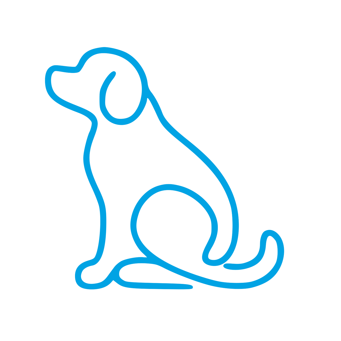 Monoline Sitting Dog Logo #00a3e4
