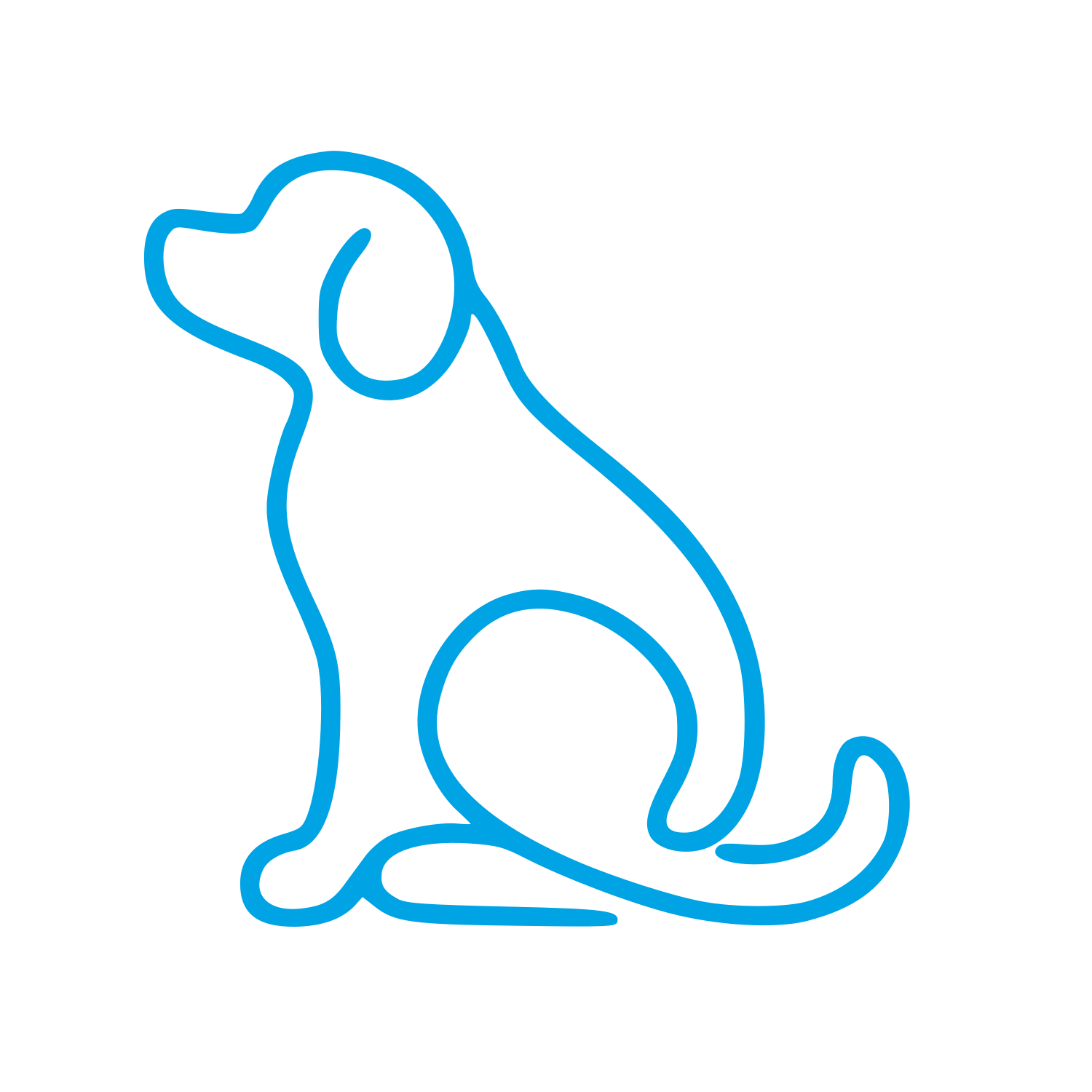 Monoline Sitting Dog Logo #00a3e4