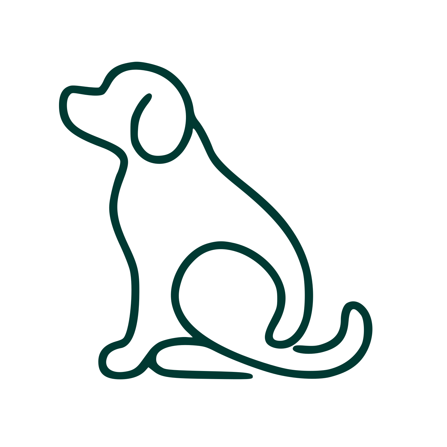 Monoline Sitting Dog Logo #003932
