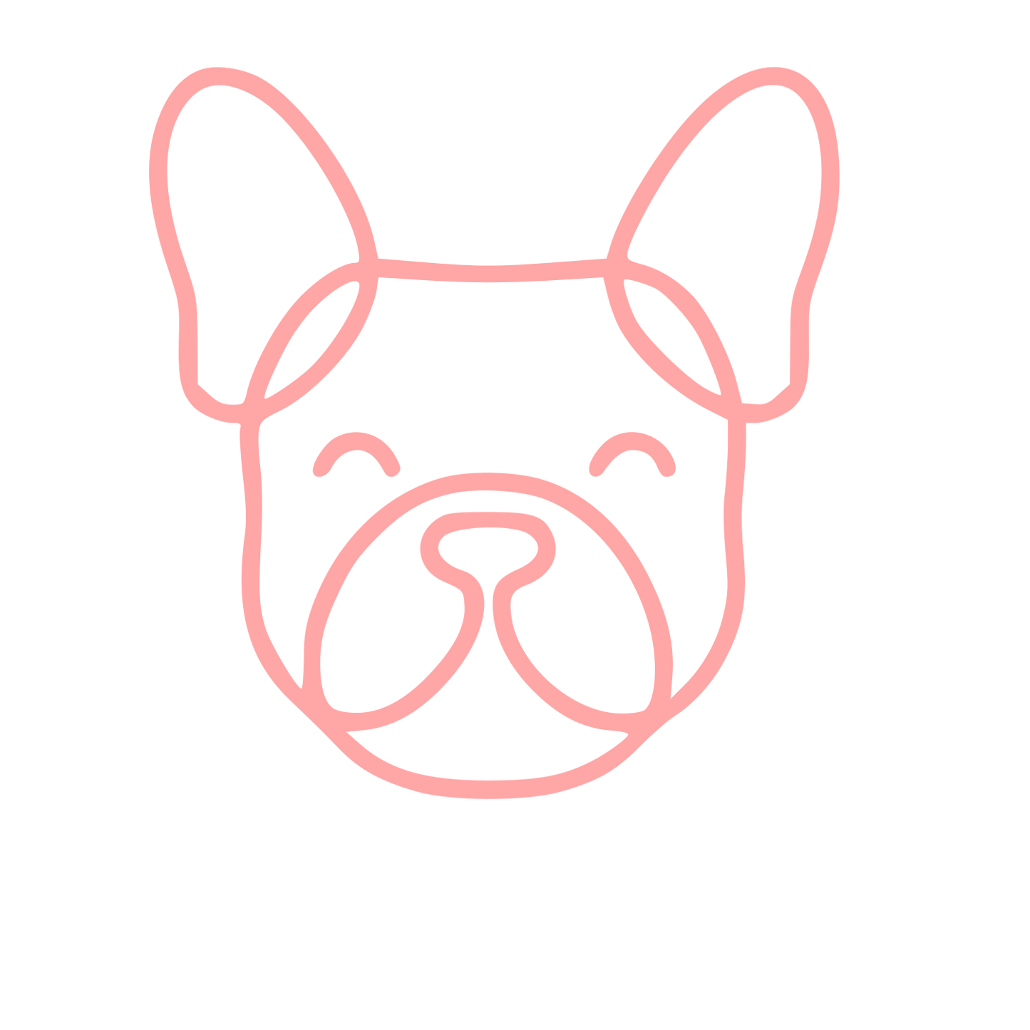 Monoline French Bulldog Logo #ffa6a6