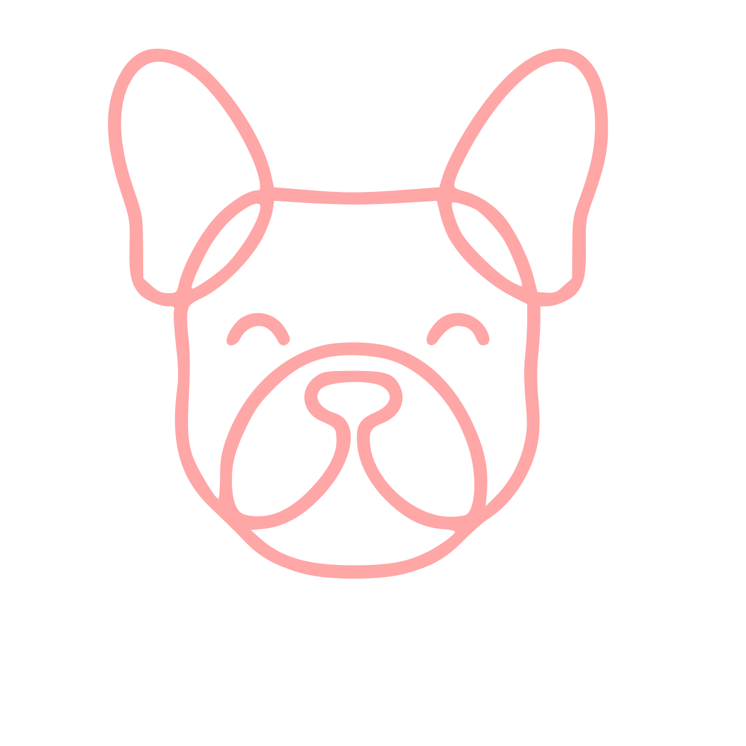 Monoline French Bulldog Logo #ffa6a6