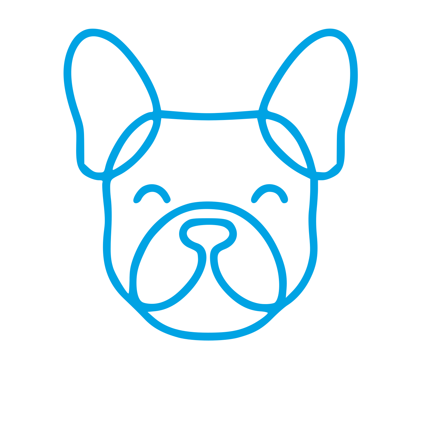 Monoline French Bulldog Logo #00a3e4