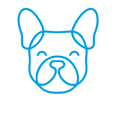 Monoline French Bulldog Logo #00a3e4