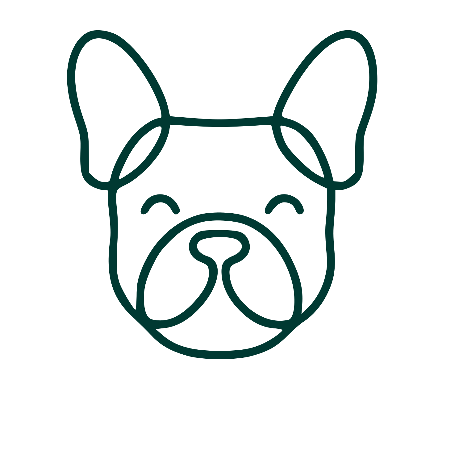 Monoline French Bulldog Logo #003932
