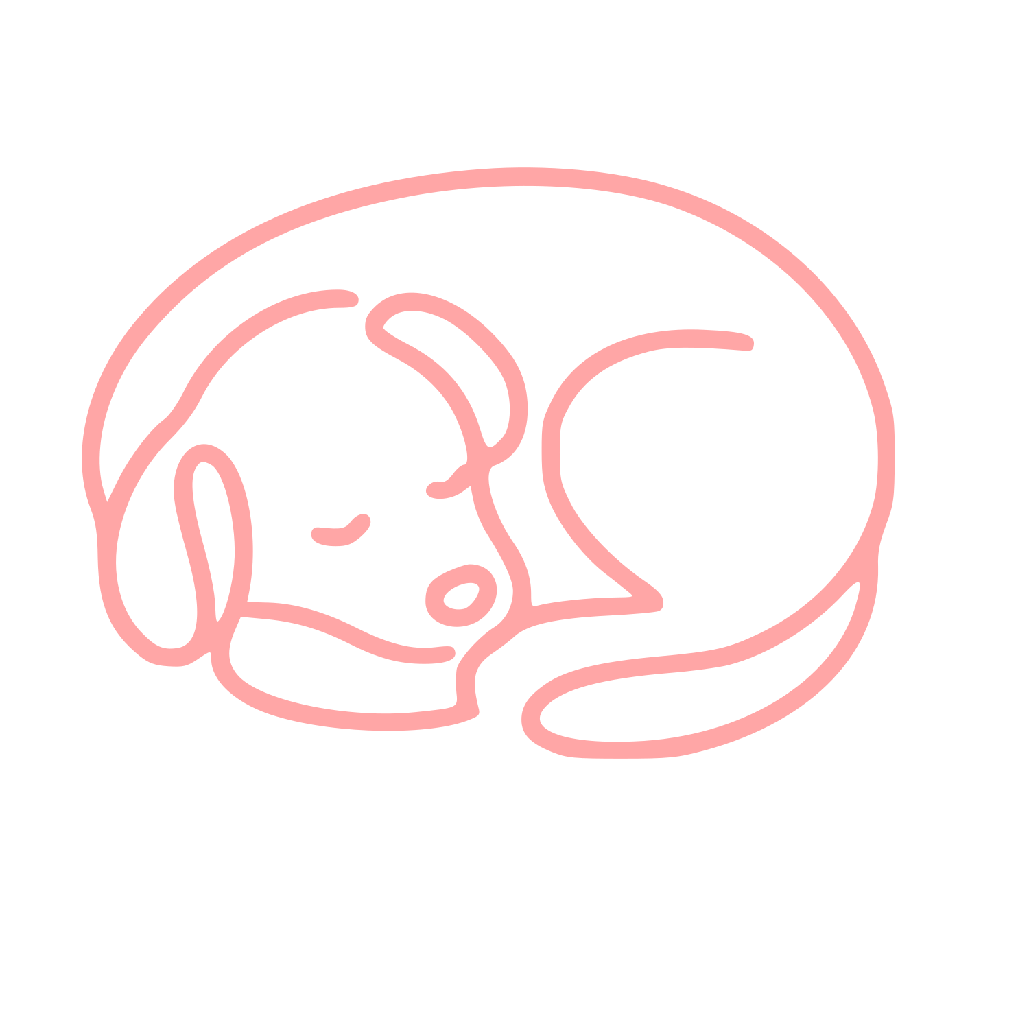 Monoline Sleeping Dog Logo #ffa6a6