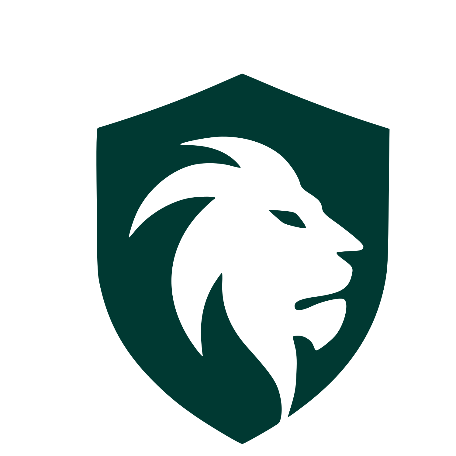Lion Shield Negative Space Logo #003932