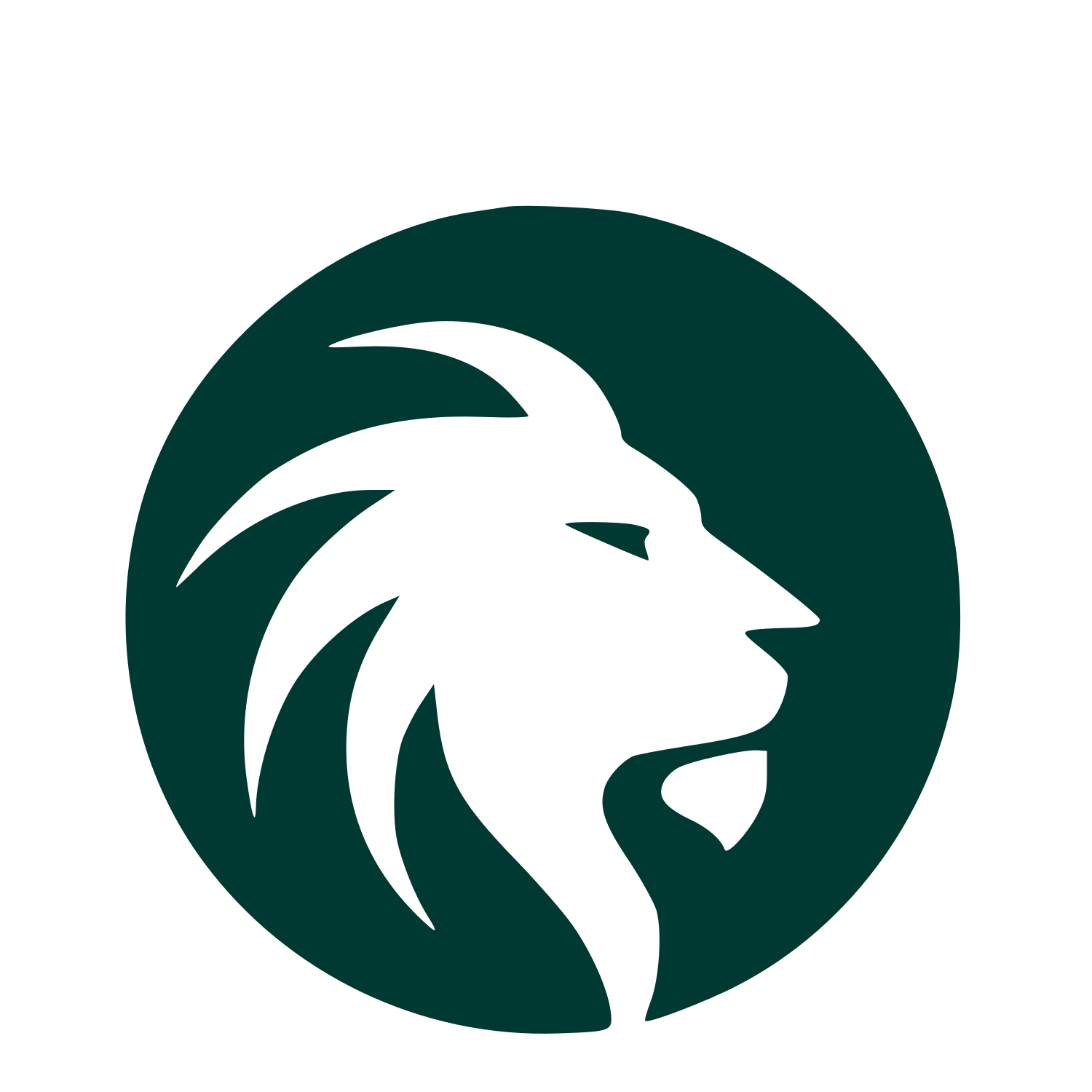Negative Space Lion Logo #003932