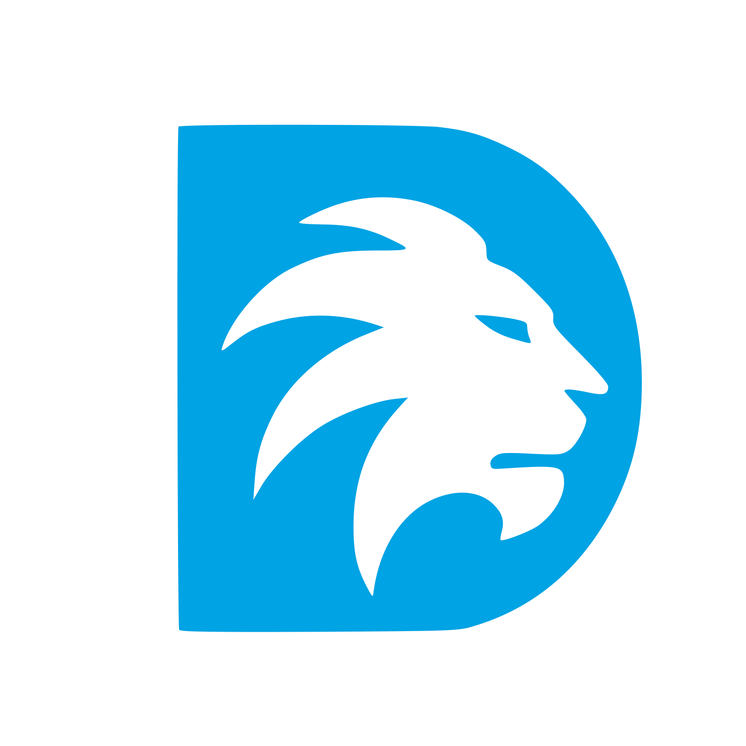 Lion Letter D Logo #00a3e4