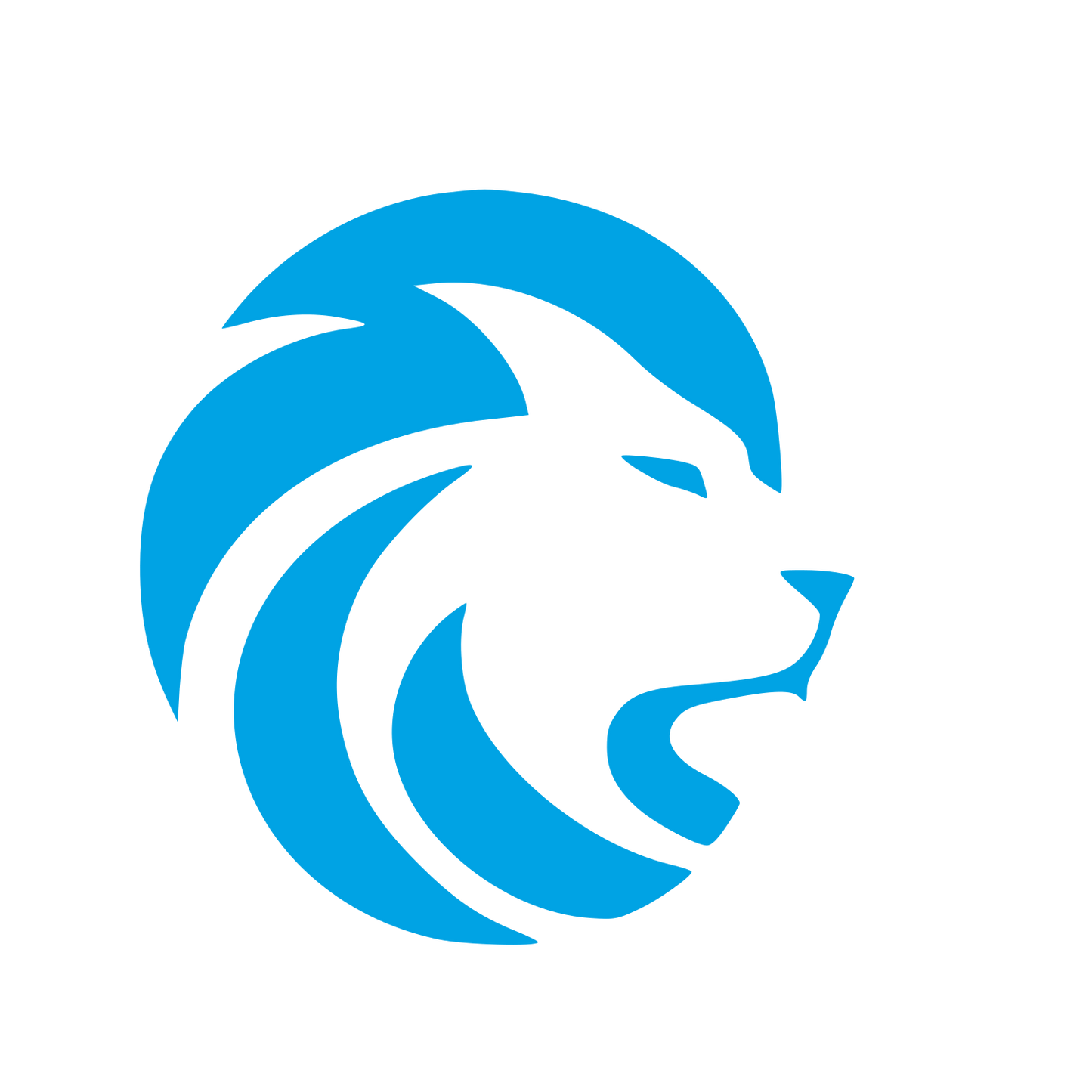Negative Space Lion Logo #00a3e4