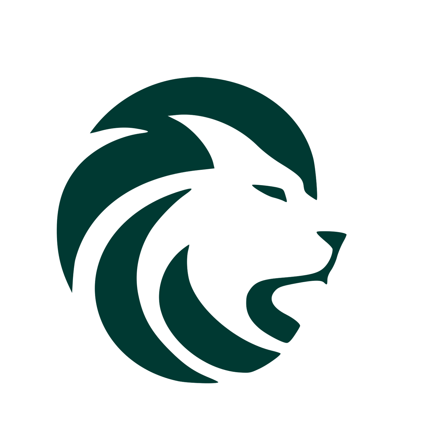 Negative Space Lion Logo #003932