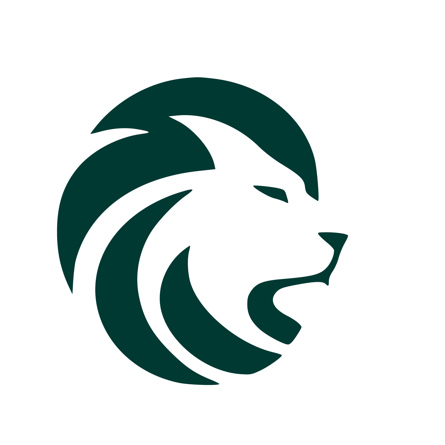 Negative Space Lion Logo #003932