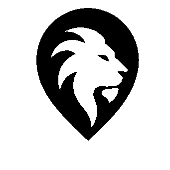 Lion Head Map Pin Logo
