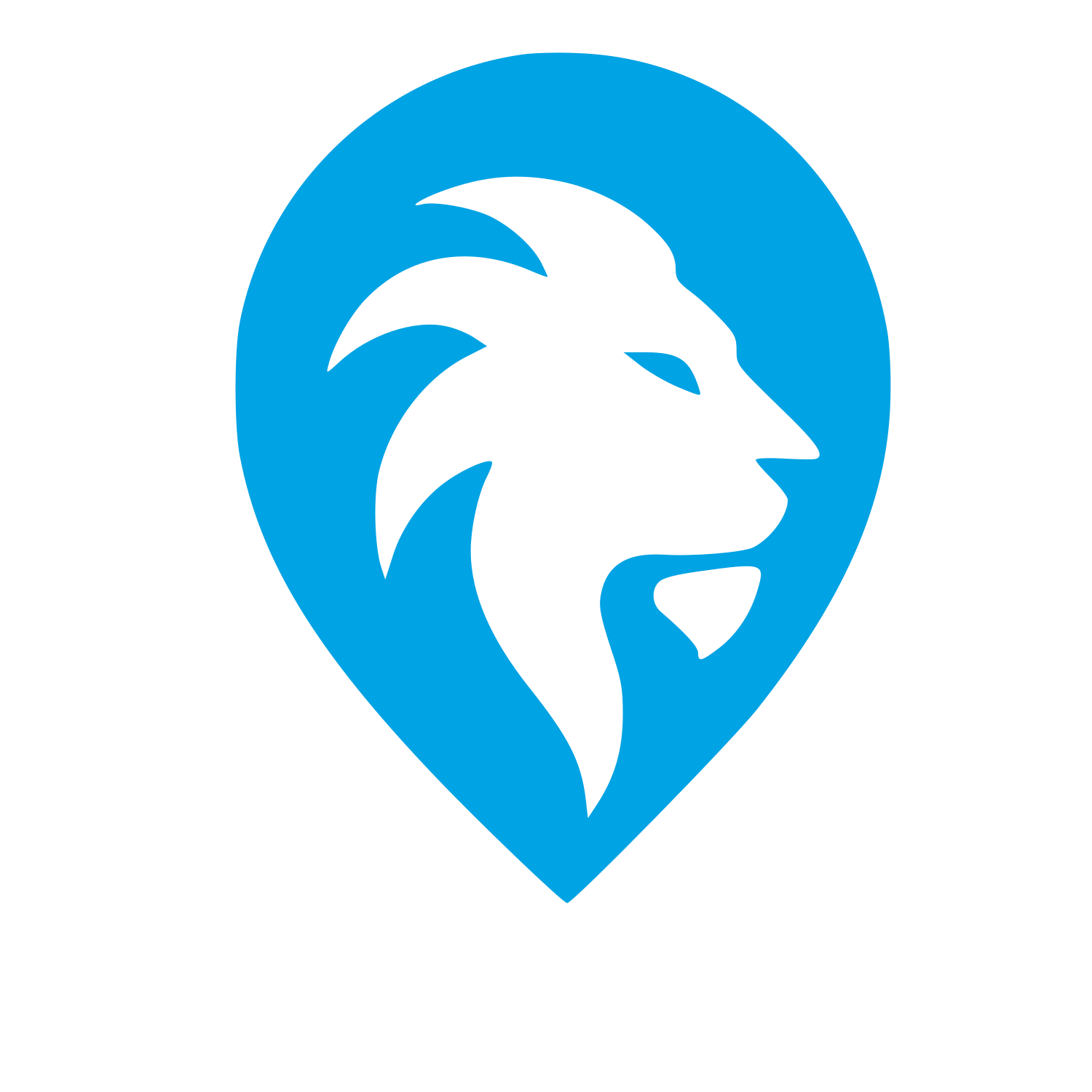 Lion Head Map Pin Logo #00a3e4