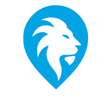 Lion Head Map Pin Logo #00a3e4