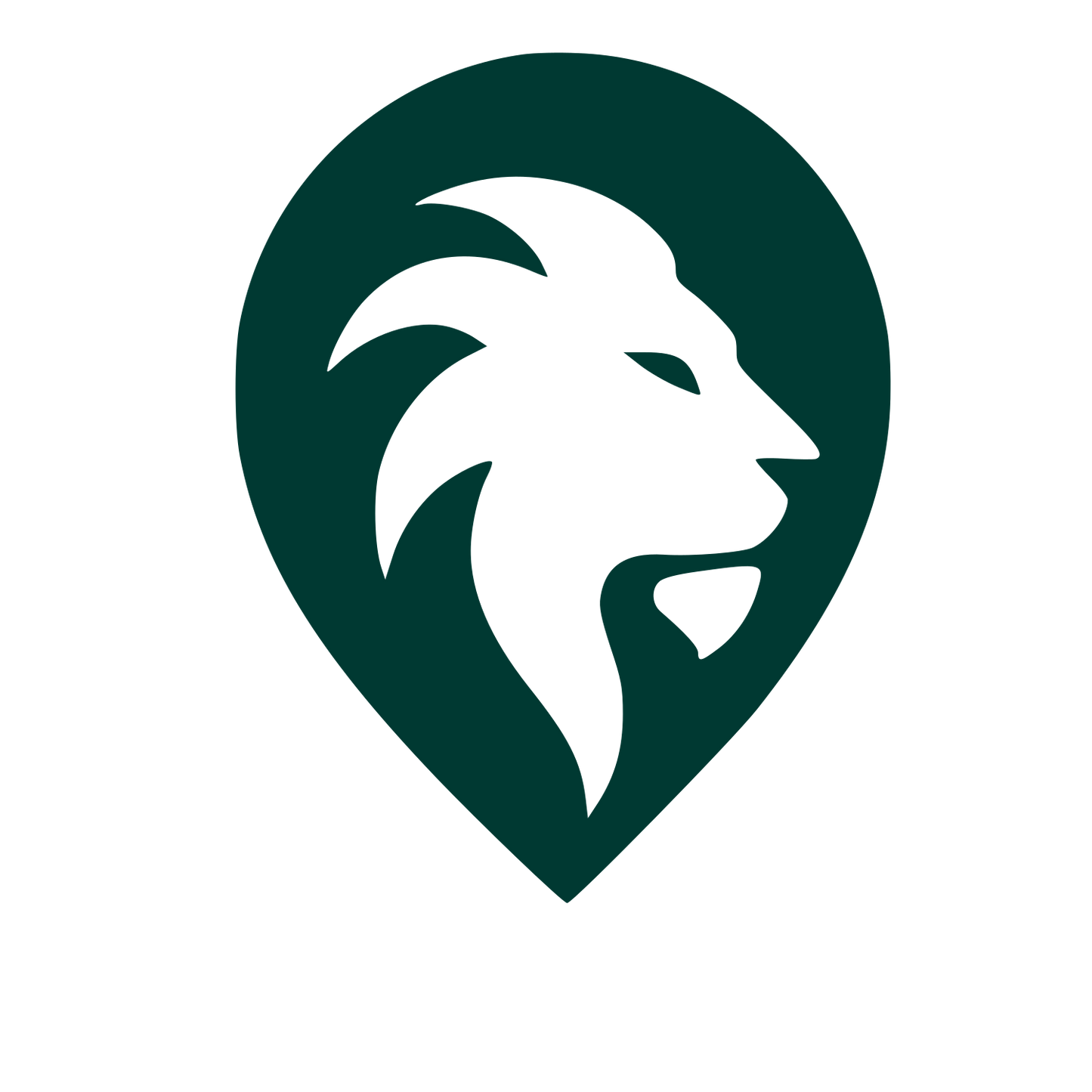 Lion Head Map Pin Logo #003932
