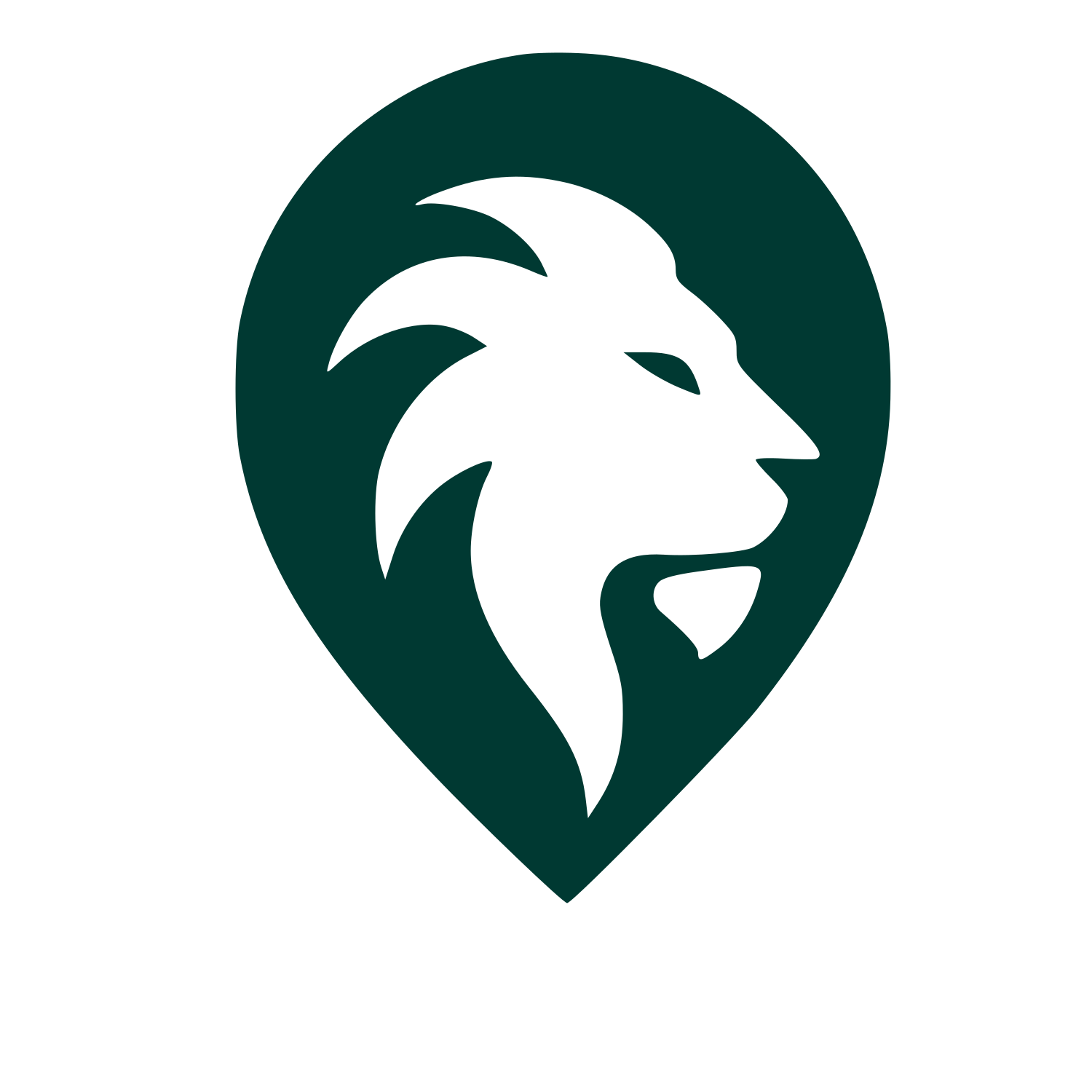 Lion Head Map Pin Logo #003932