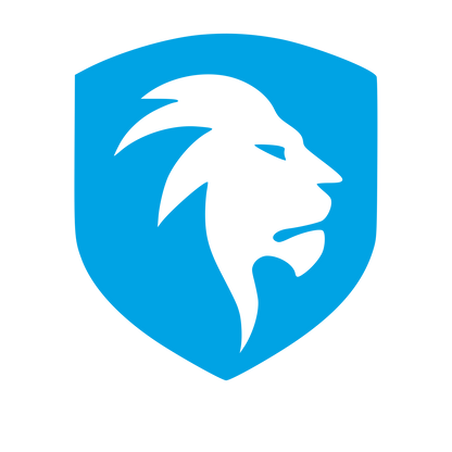 Lion Shield Negative Space Logo #00a3e4