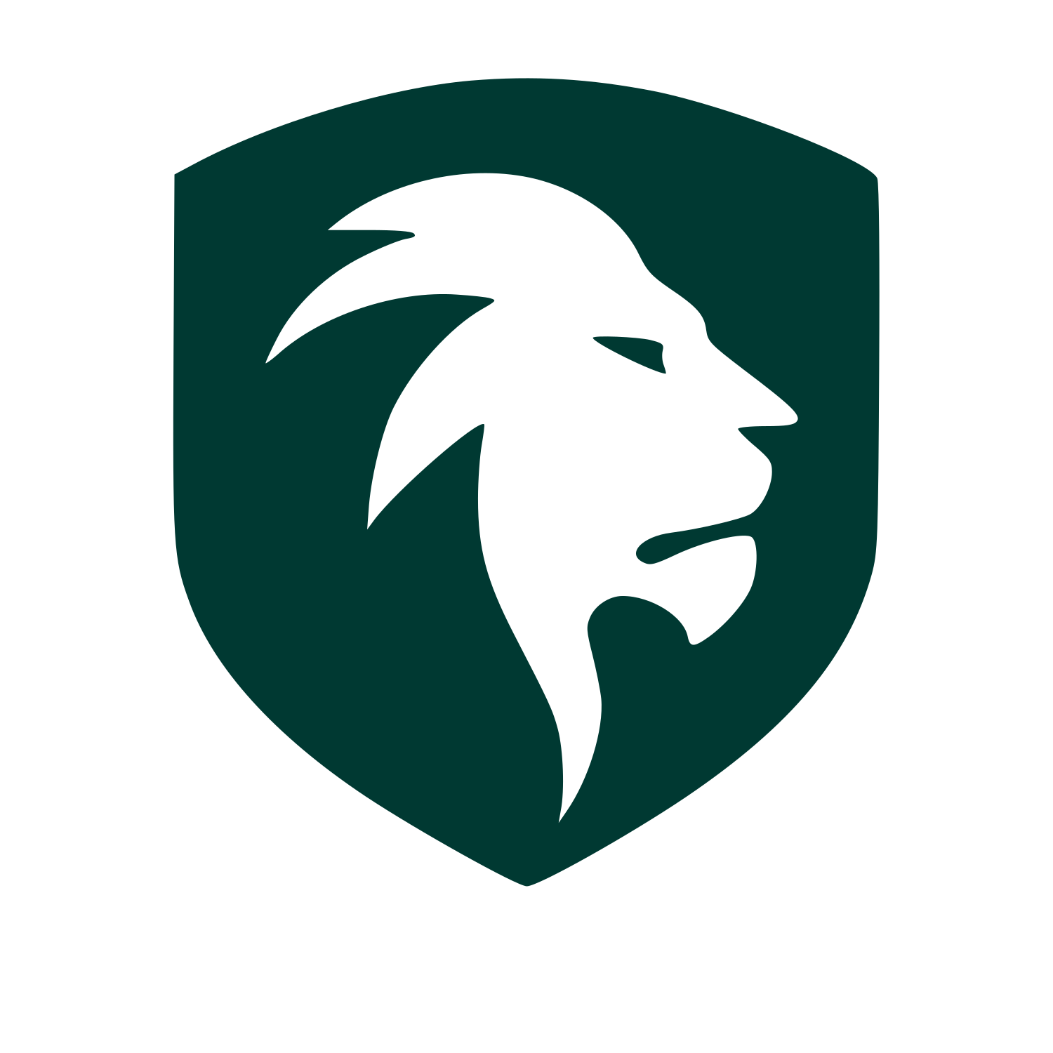 Lion Shield Negative Space Logo #003932