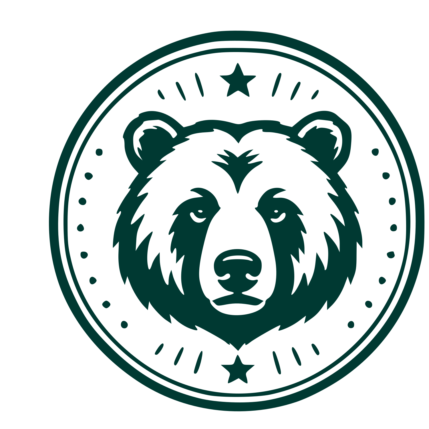 Bear Head Stamp Badge Logo #003932