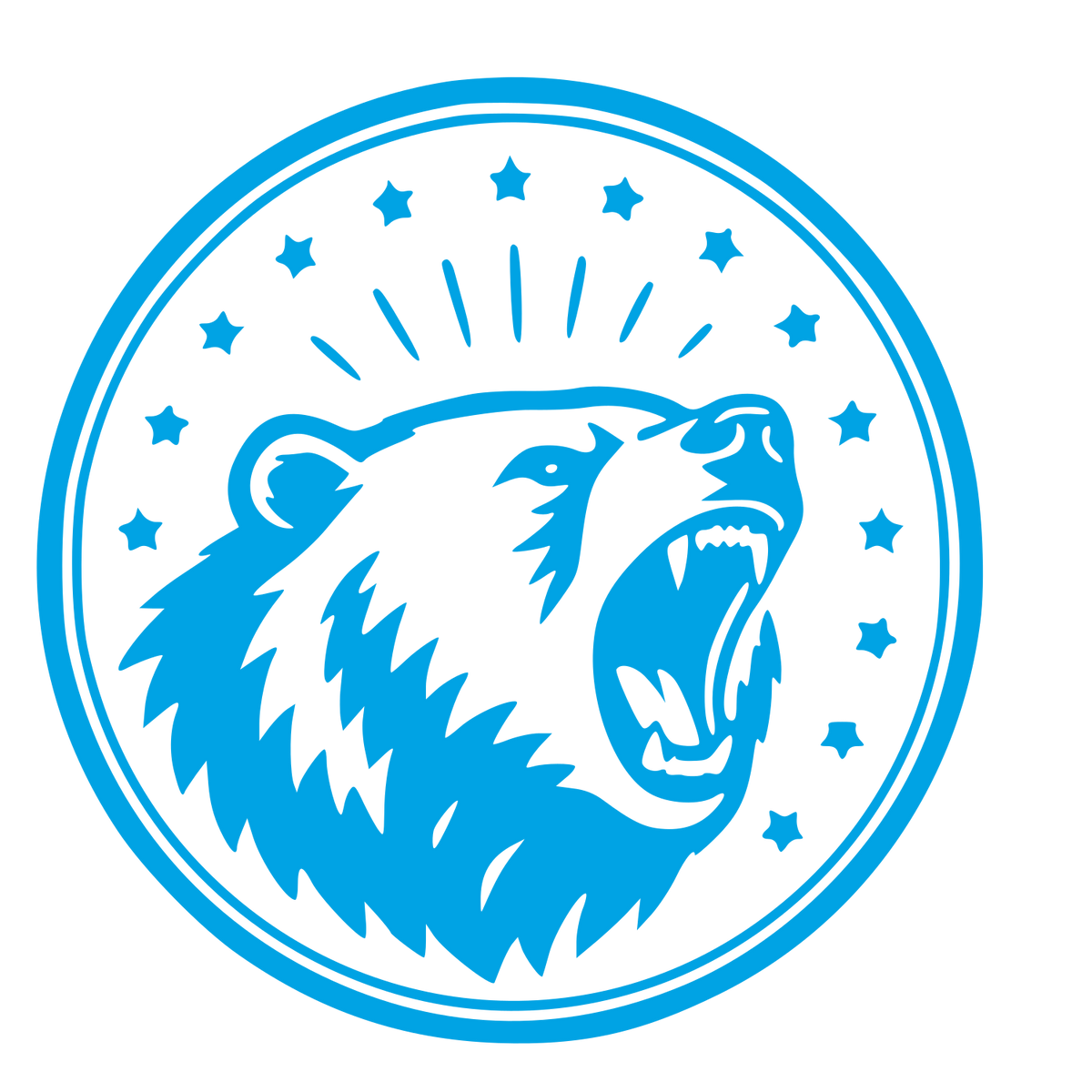 Roaring Bear Badge Logo #00a3e4