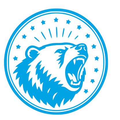 Roaring Bear Badge Logo #00a3e4
