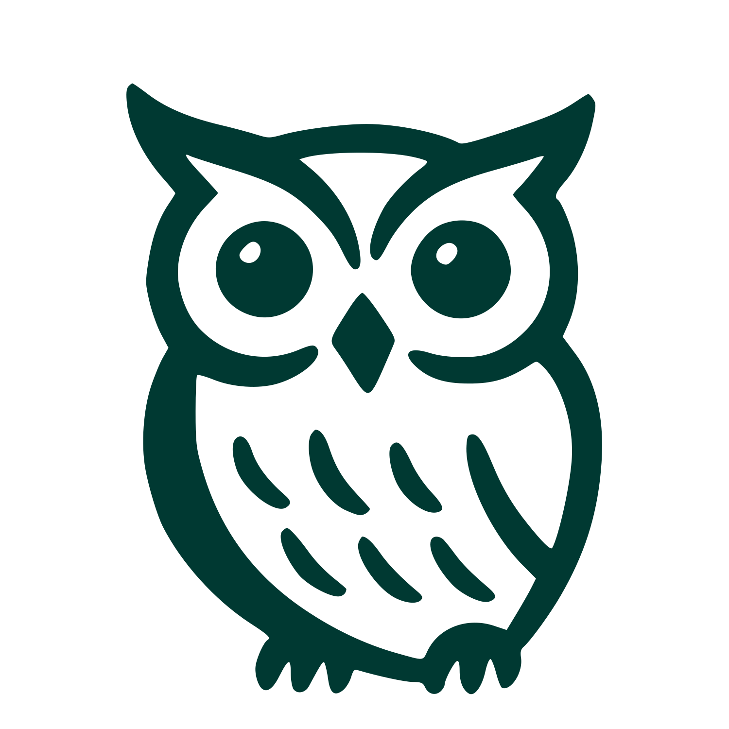Hand-Drawn Owl Logo #003932