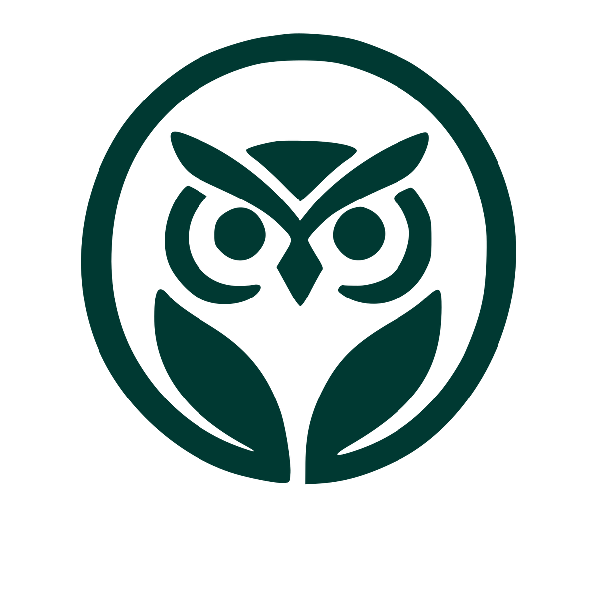 Owl Circle Emblem Logo #003932