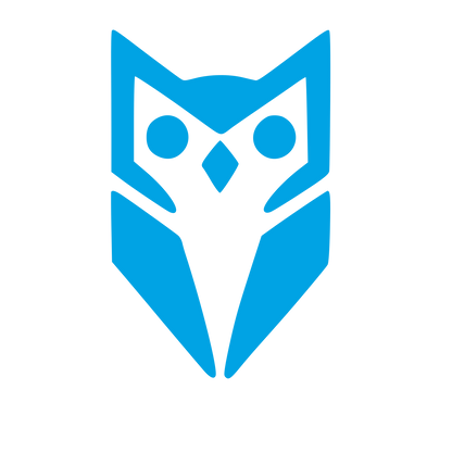 Bold Geometric Owl Logo #00a3e4