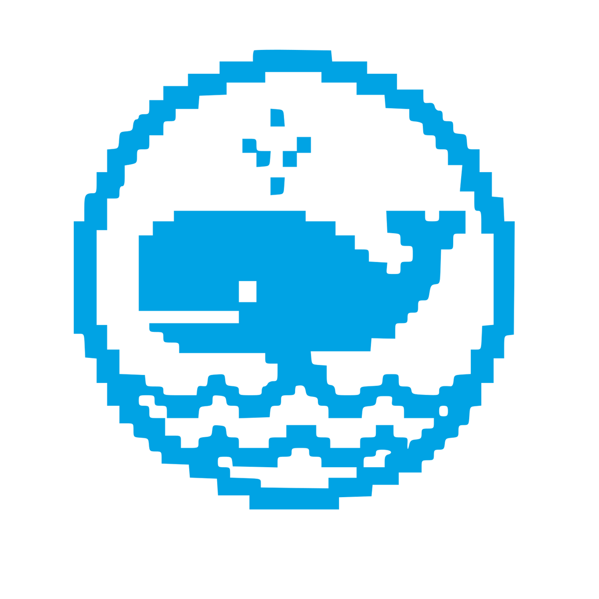 Pixel Whale Circle Logo #00a3e4