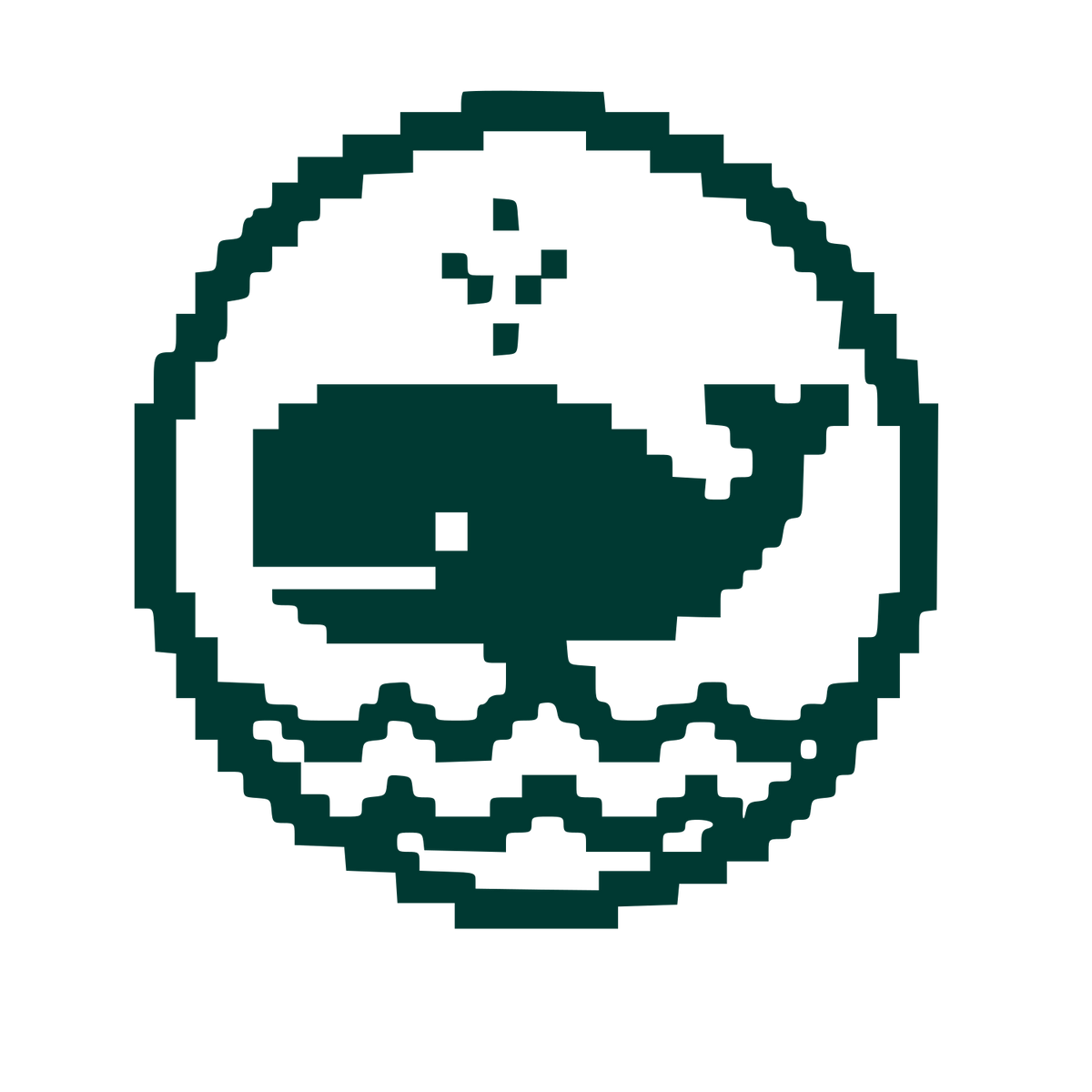 Pixel Whale Circle Logo #003932