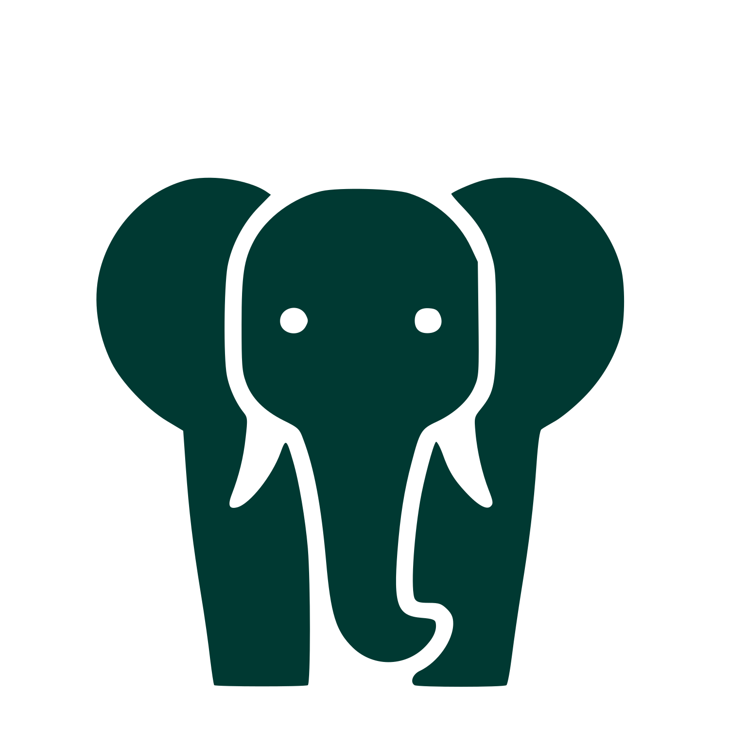 Elephant Front View Logo #003932