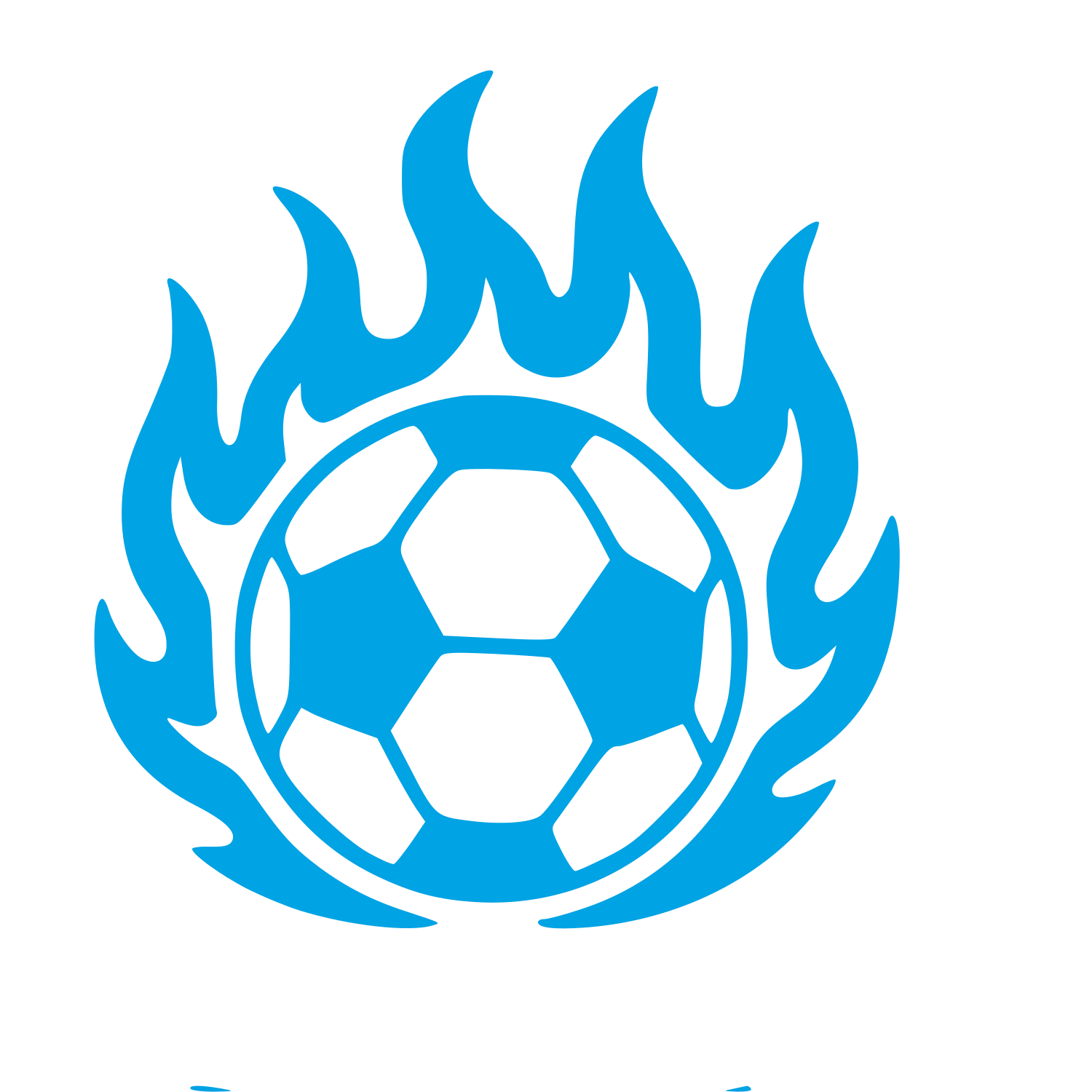 Flaming Soccer Ball Logo #00a3e4