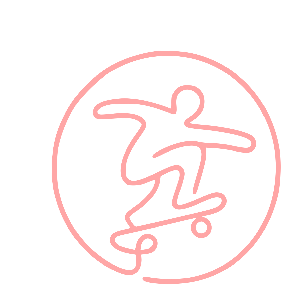 Monoline Skateboarder Circle Logo #ffa6a6