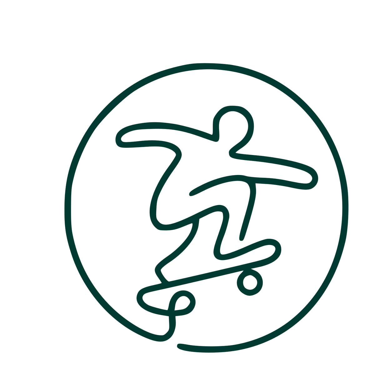 Monoline Skateboarder Circle Logo #003932