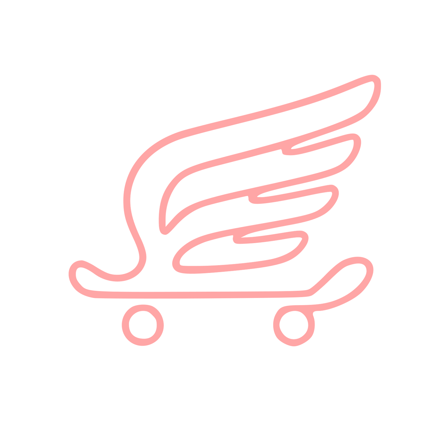 Winged Skateboard Monoline Logo #ffa6a6
