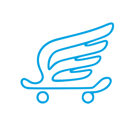 Winged Skateboard Monoline Logo #00a3e4