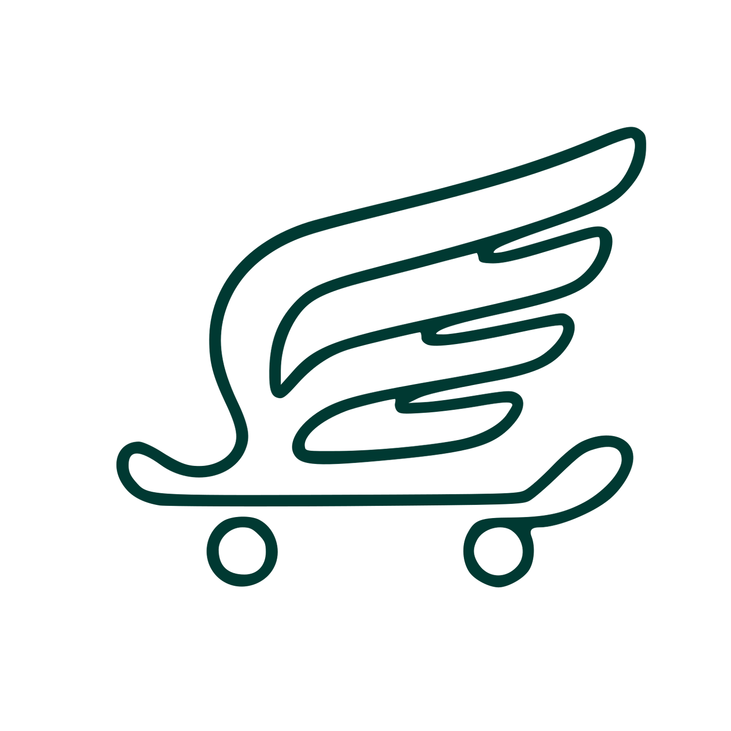 Winged Skateboard Monoline Logo #003932