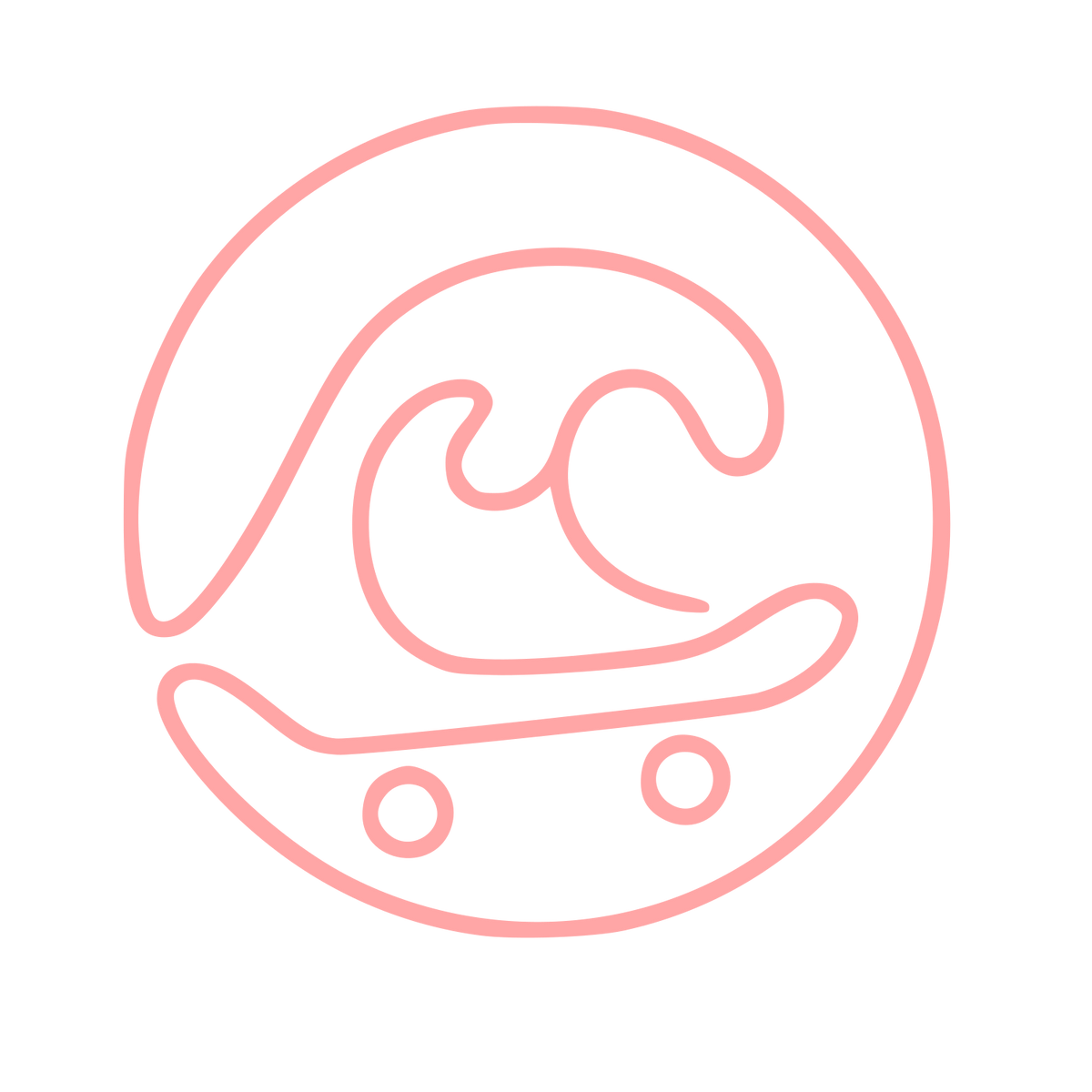 Monoline Wave Skateboard Logo #ffa6a6