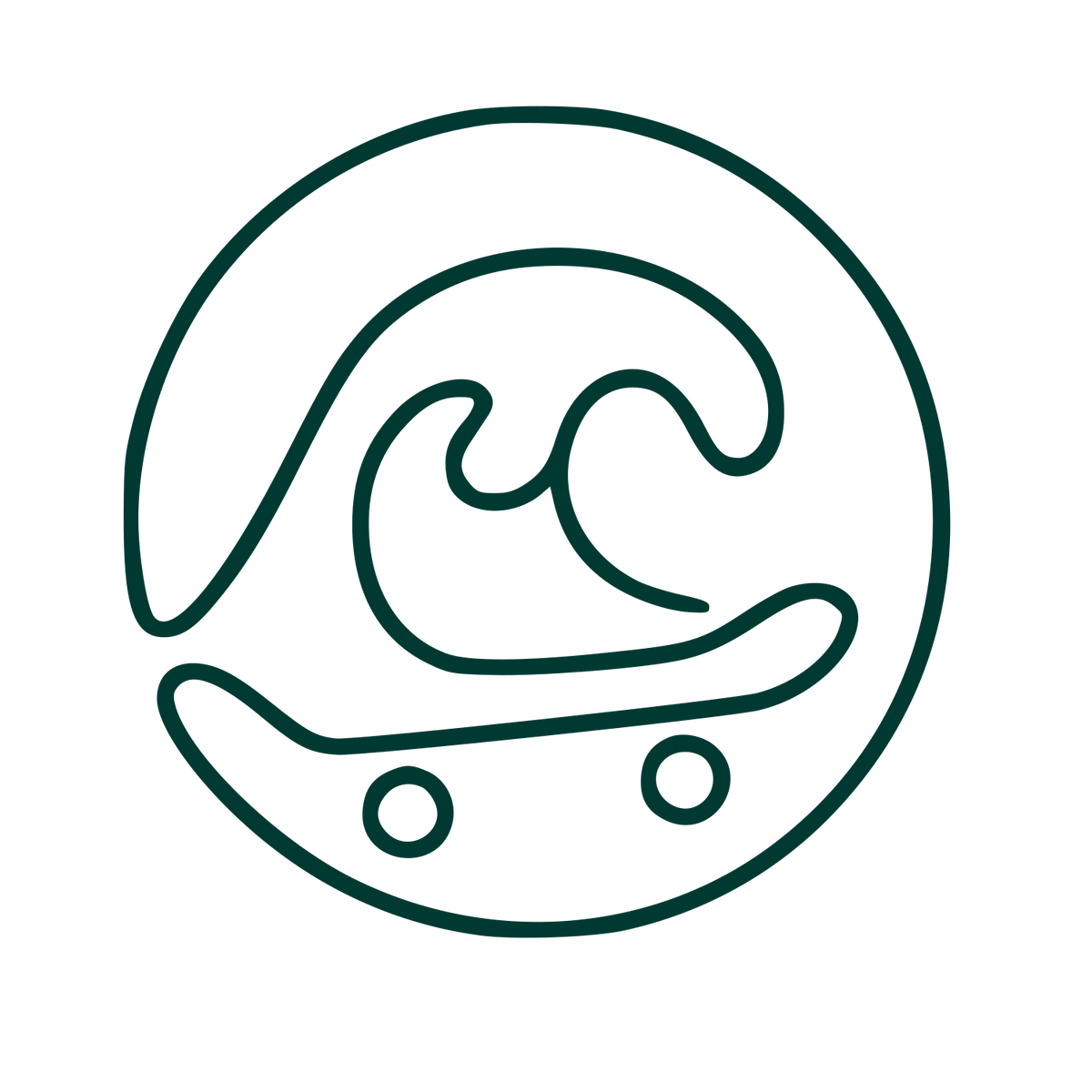 Monoline Wave Skateboard Logo #003932