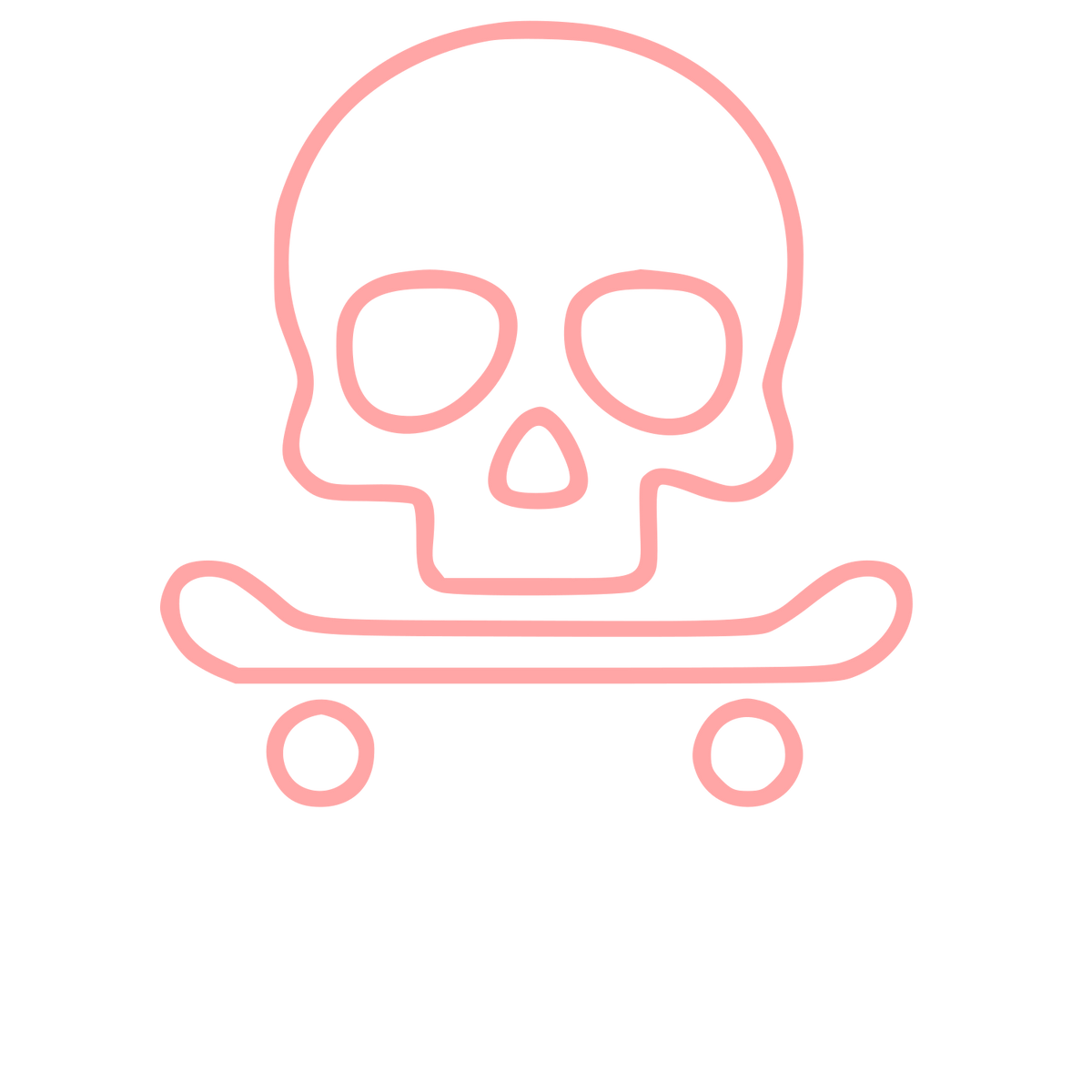 Skull Skateboard Monoline Logo #ffa6a6