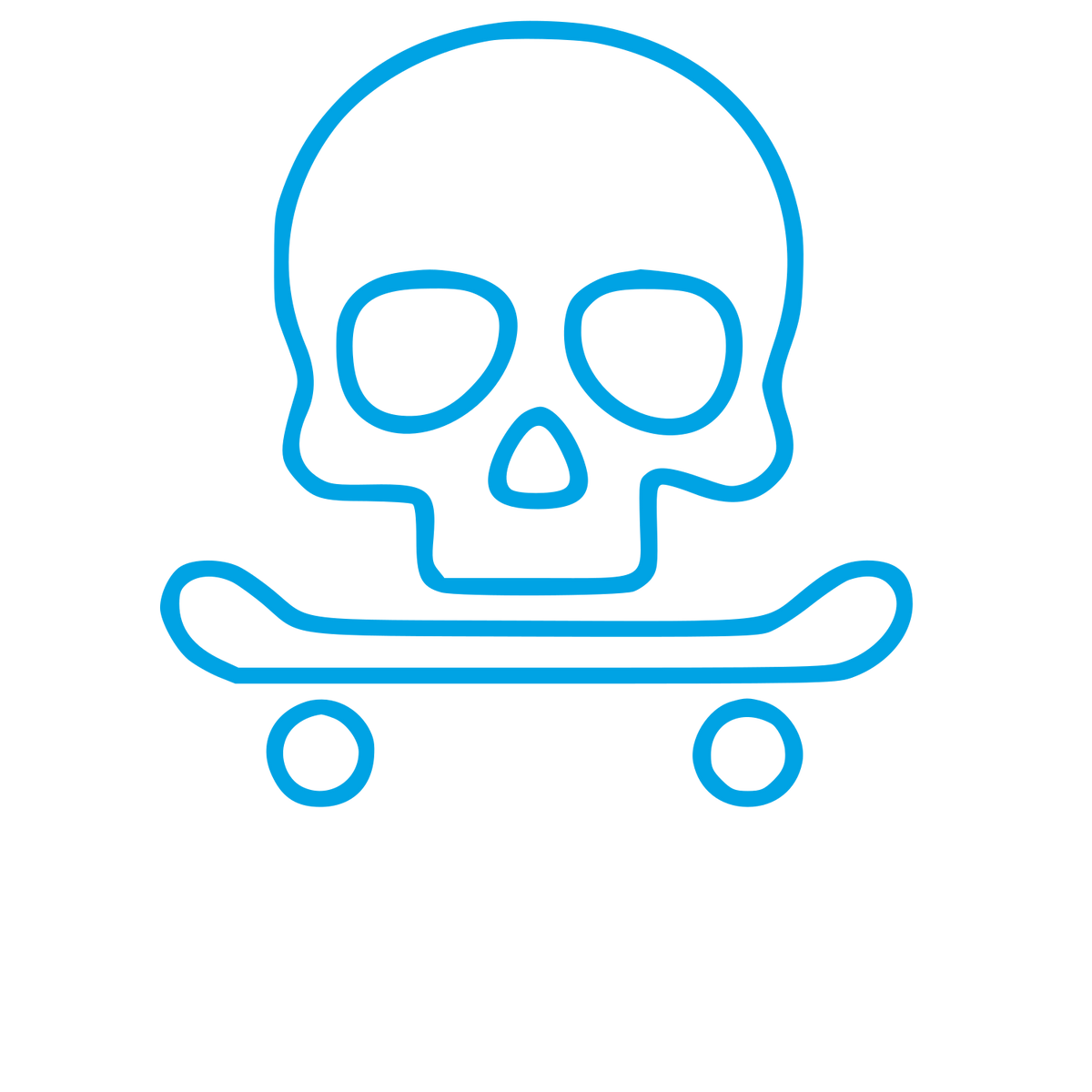 Skull Skateboard Monoline Logo #00a3e4
