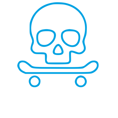 Skull Skateboard Monoline Logo #00a3e4