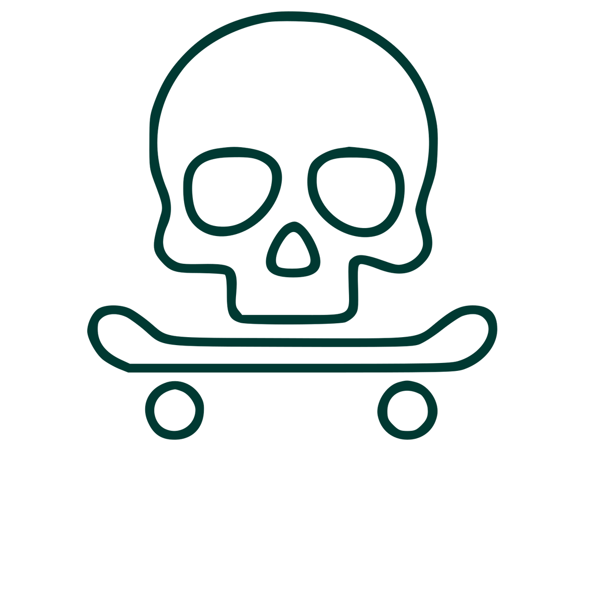 Skull Skateboard Monoline Logo #003932