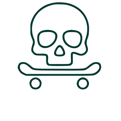 Skull Skateboard Monoline Logo #003932