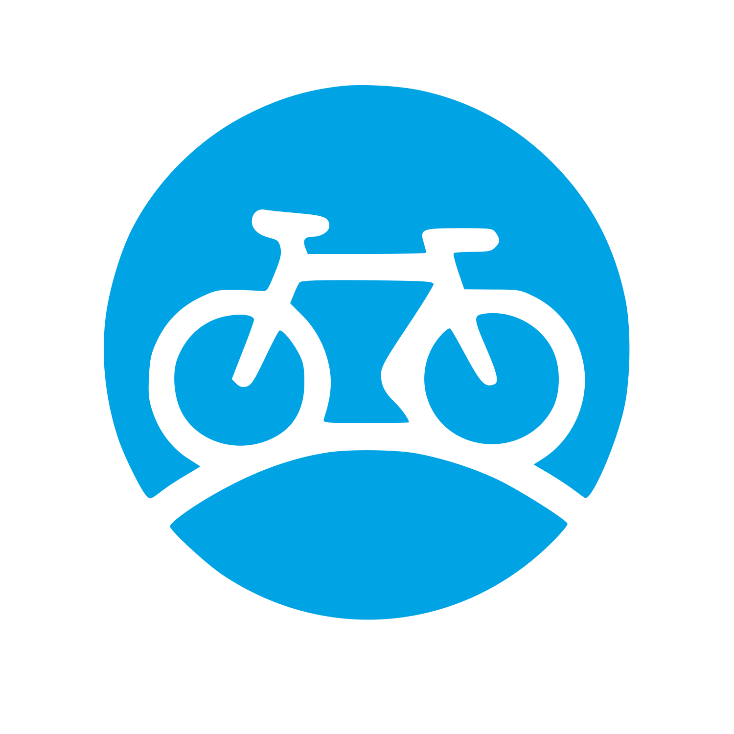 Bicycle Circle Negative Space Logo #00a3e4