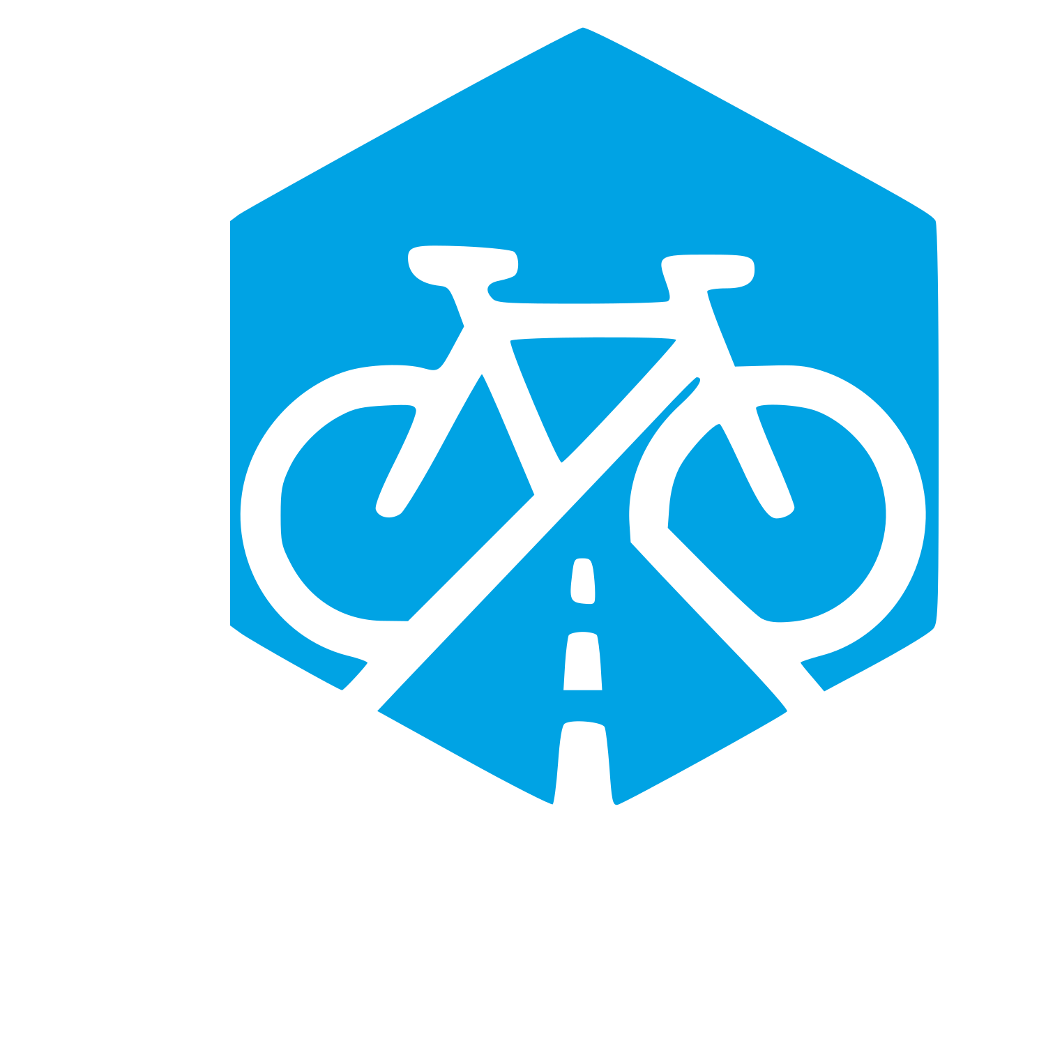 Bicycle Road Hexagon Logo #00a3e4