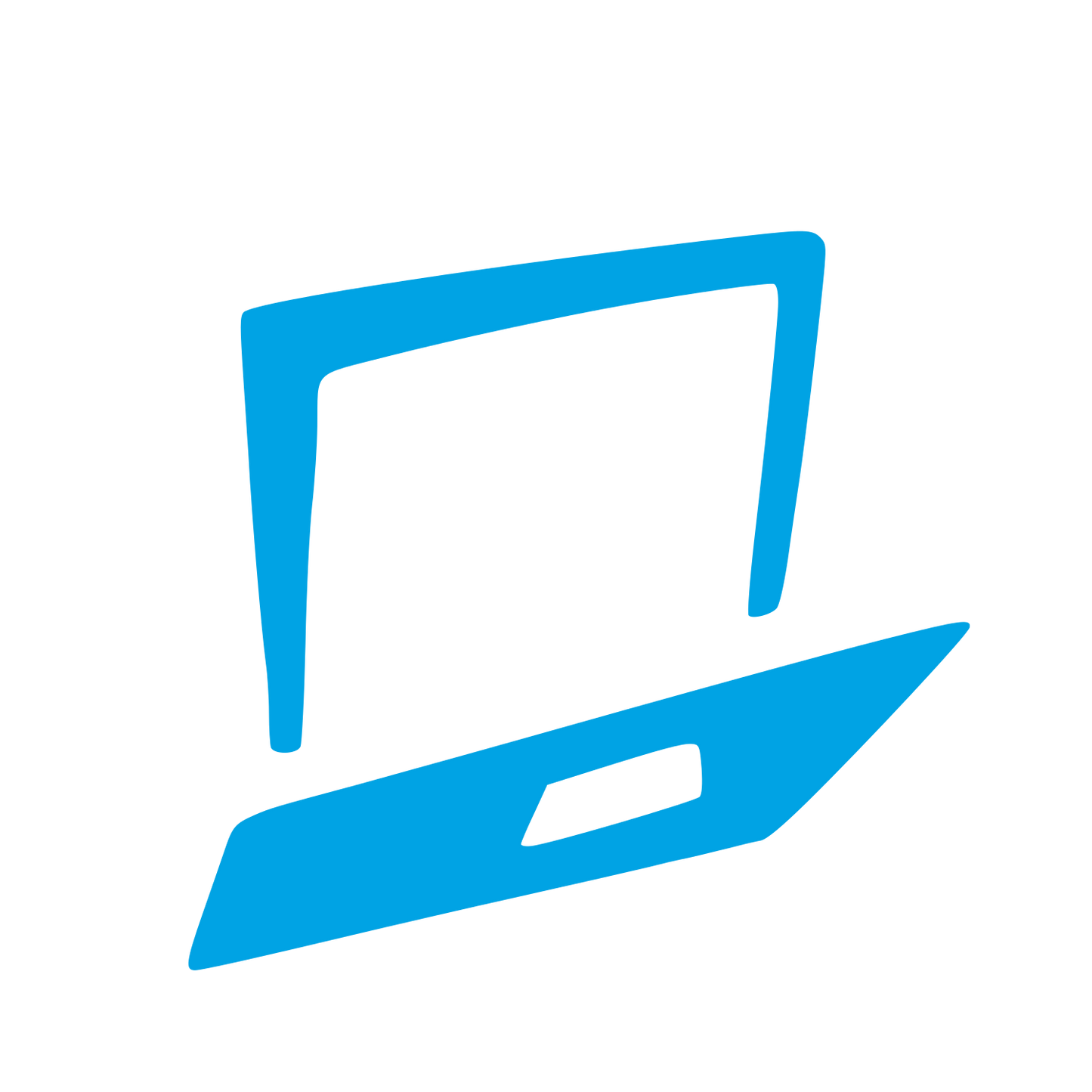Hand-Drawn Laptop Logo #00a3e4
