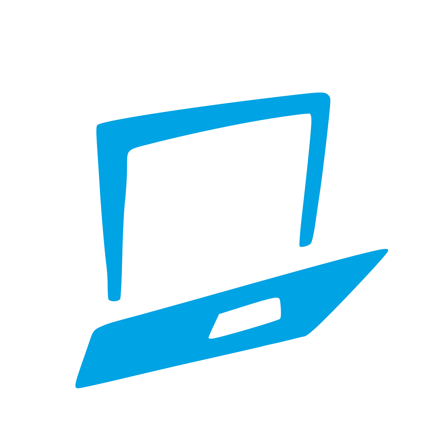 Hand-Drawn Laptop Logo #00a3e4